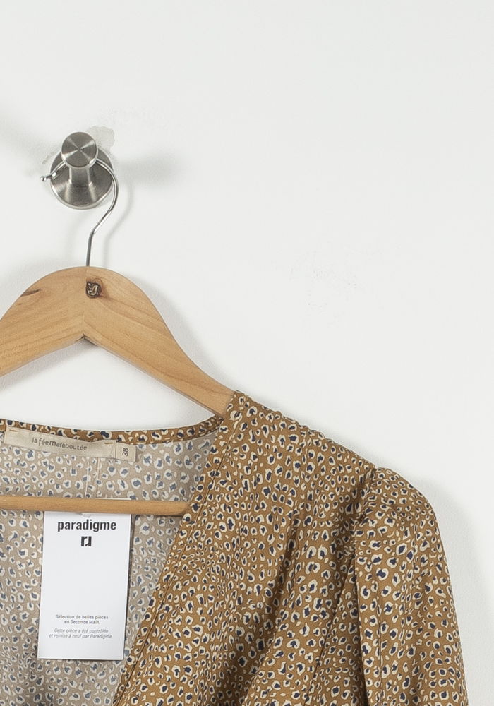Blouse Portefeuille Beige - Taille M/38 de la marque La Fée Maraboutée | PARAD89258 - Vendu par Paradigme - Image 3