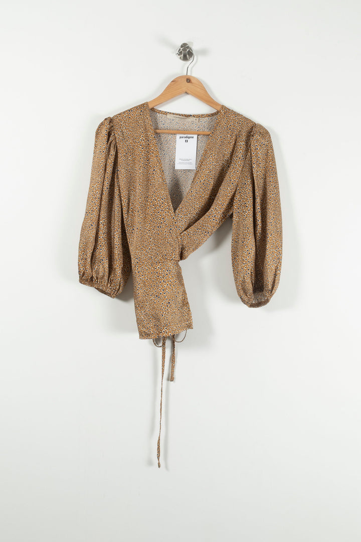 Blouse Portefeuille Beige - Taille M/38 de la marque La Fée Maraboutée | PARAD89258 - Vendu par Paradigme - Image 2
