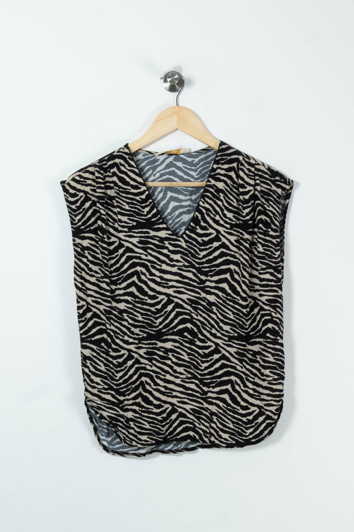 Blouse Noire et Beige - Taille M/38 de la marque La Fée Maraboutée | PARAD89259 - Vendu par Paradigme - Image 2