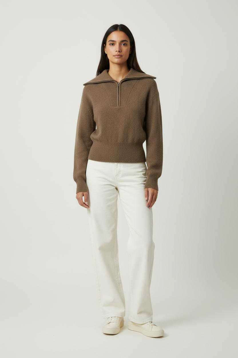 Pull Col Zippé Marron - Taille XS/34 de la marque Joseph | PARAD89281 - Vendu par Paradigme - Image 1