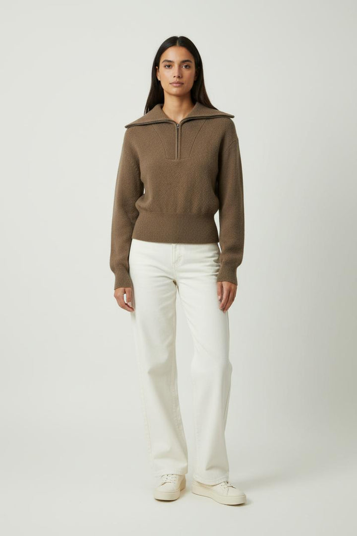 Pull Col Zippé Marron - Taille XS/34 de la marque Joseph | PARAD89281 - Vendu par Paradigme - Image 1