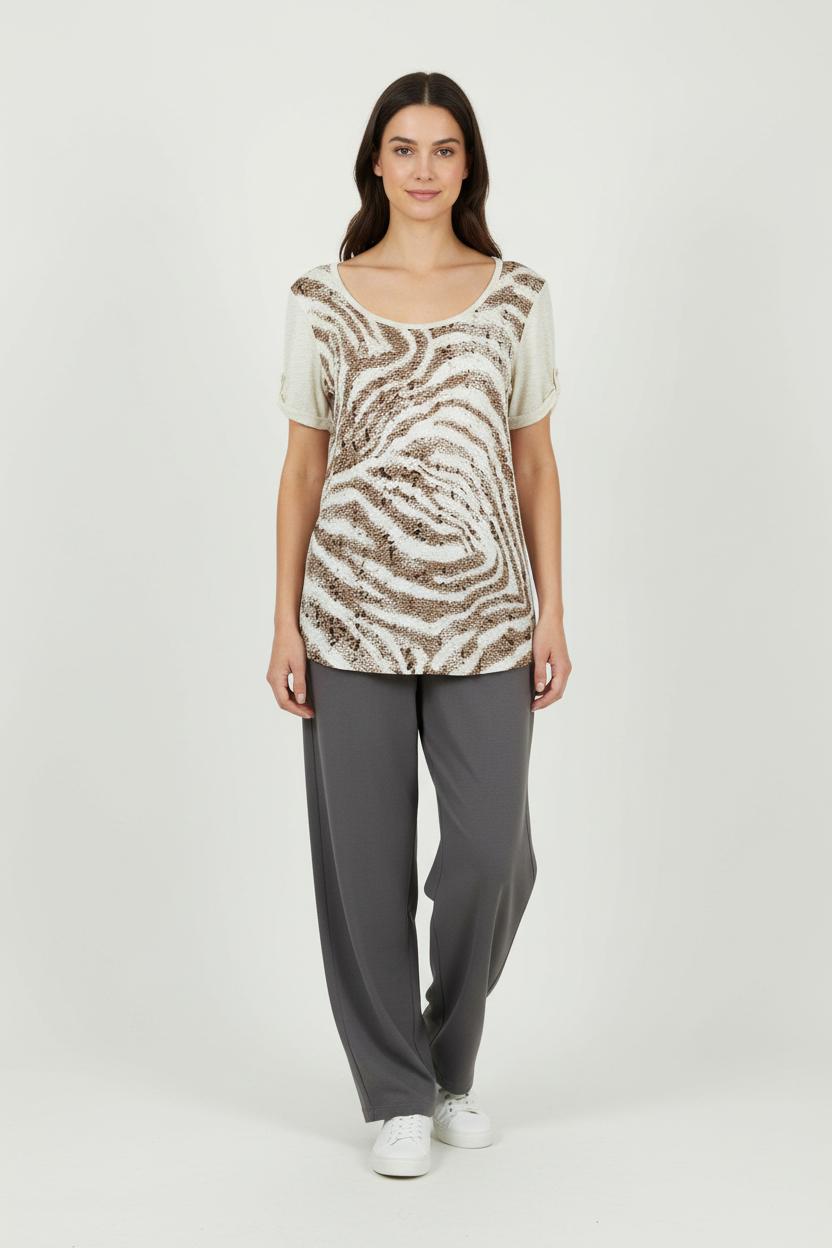 Tee-shirt Beige et Marron - Taille XL/42 de la marque One Step | PARAD89289 - Vendu par Paradigme - Image 1