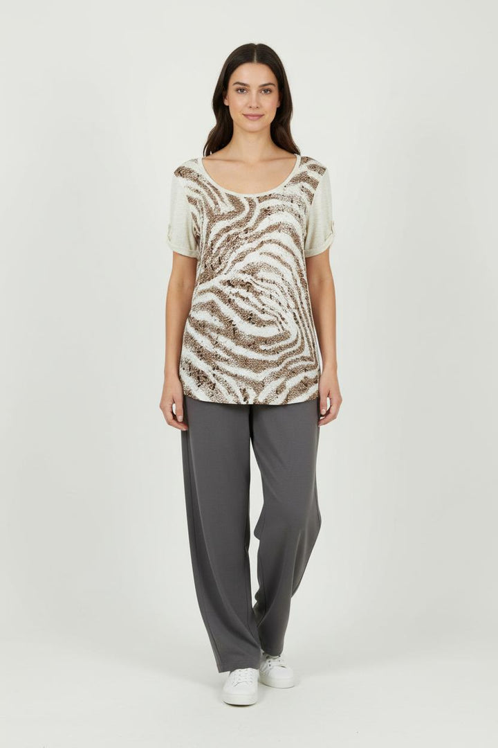 Tee-shirt Beige et Marron - Taille XL/42 de la marque One Step | PARAD89289 - Vendu par Paradigme - Image 1