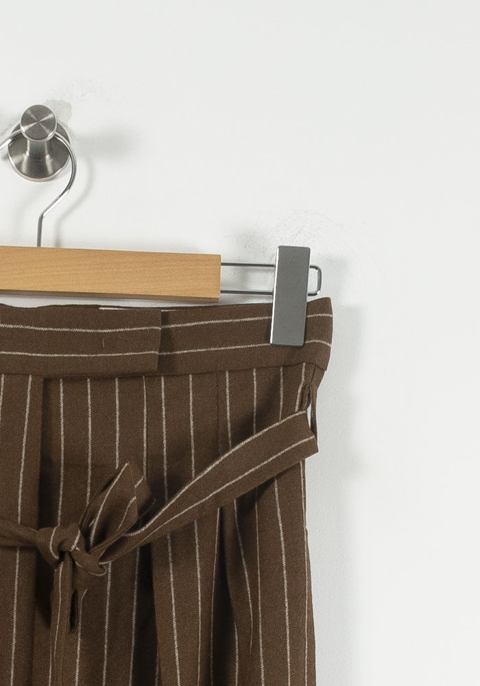 Pantalon Large Marron à Rayures Blanches - Taille S/36 de la marque Max Mara | PARAD89293 - Vendu par Paradigme - Image 3