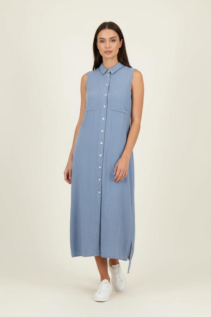 Robe Chemise Longue Bleue - Taille L/40 de la marque Maison 123 | PARAD89405 - Vendu par Paradigme - Image 1