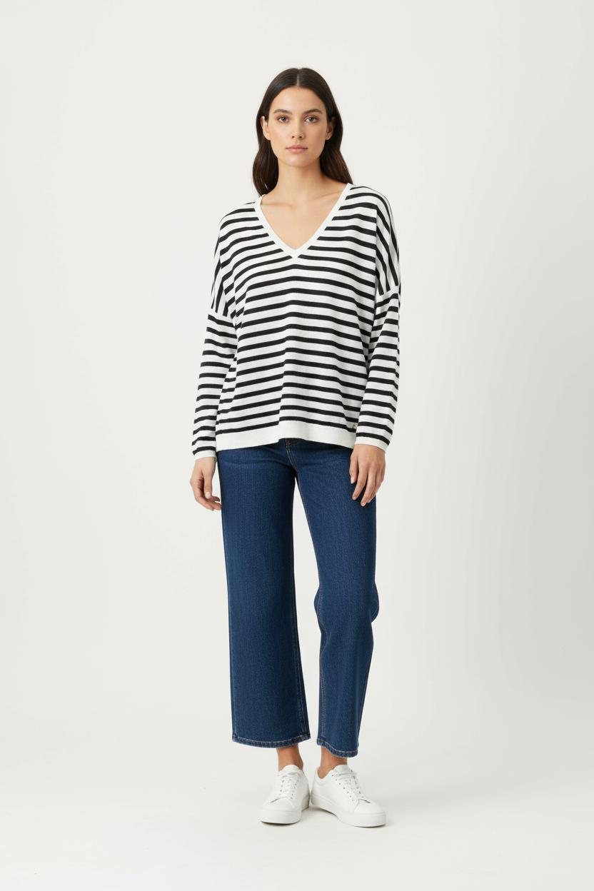 Pull Rayé Noir et Blanc - Taille L/40 de la marque Des petits hauts | PARAD89436 - Vendu par Paradigme - Image 1