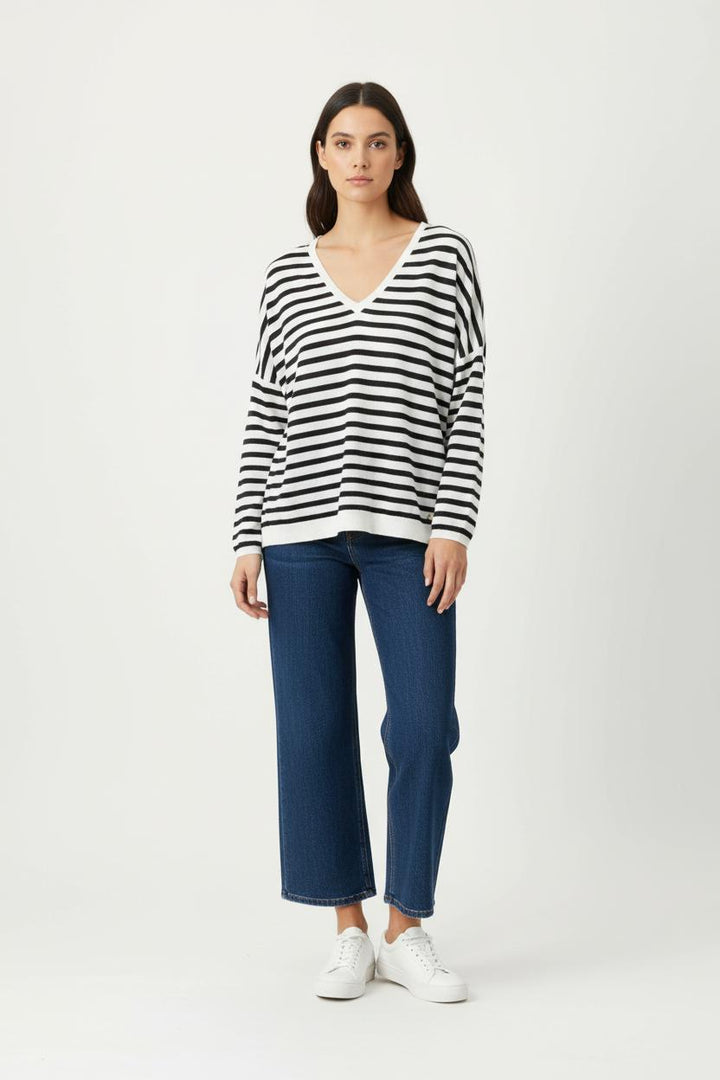 Pull Rayé Noir et Blanc - Taille L/40 de la marque Des petits hauts | PARAD89436 - Vendu par Paradigme - Image 1