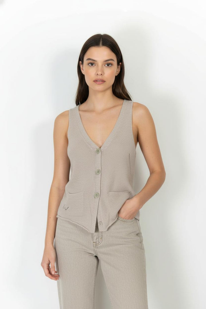 Gilet Sans Manches Beige - Taille S/36 de la marque Zadig&Voltaire | PARAD89466 - Vendu par Paradigme - Image 1