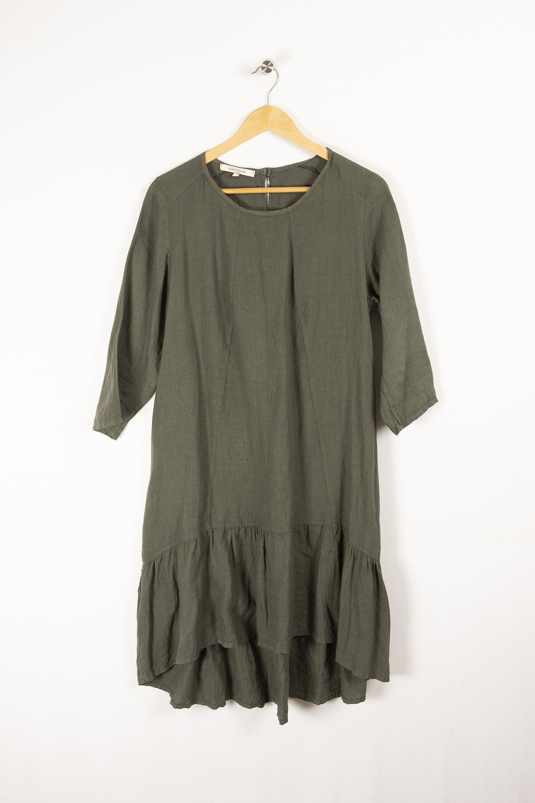 Robe unie en lin bas volanté - M/38