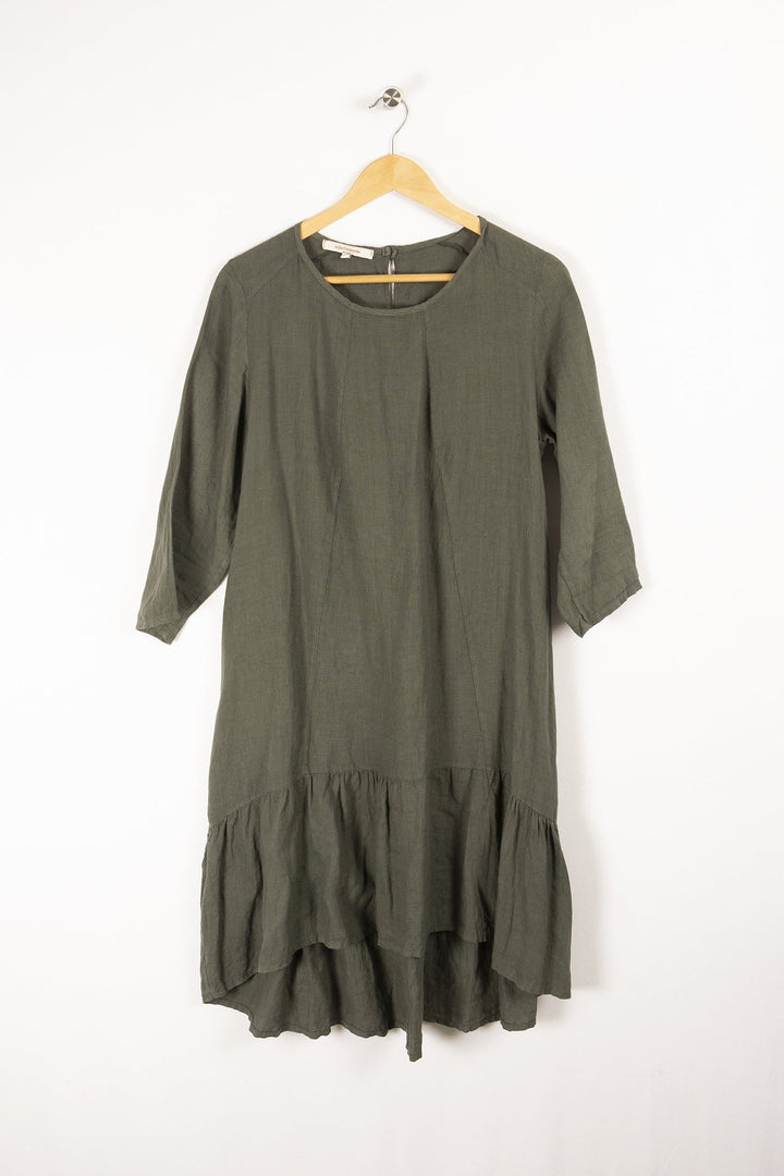 Robe unie en lin bas volanté - M/38