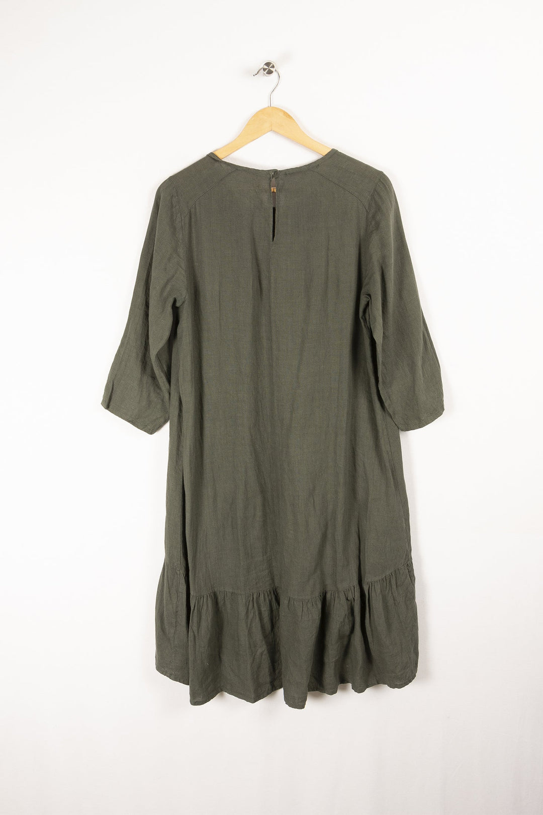 Robe unie en lin bas volanté - M/38