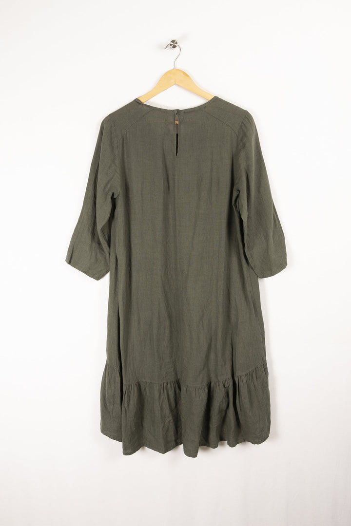 Robe unie en lin bas volanté - M/38