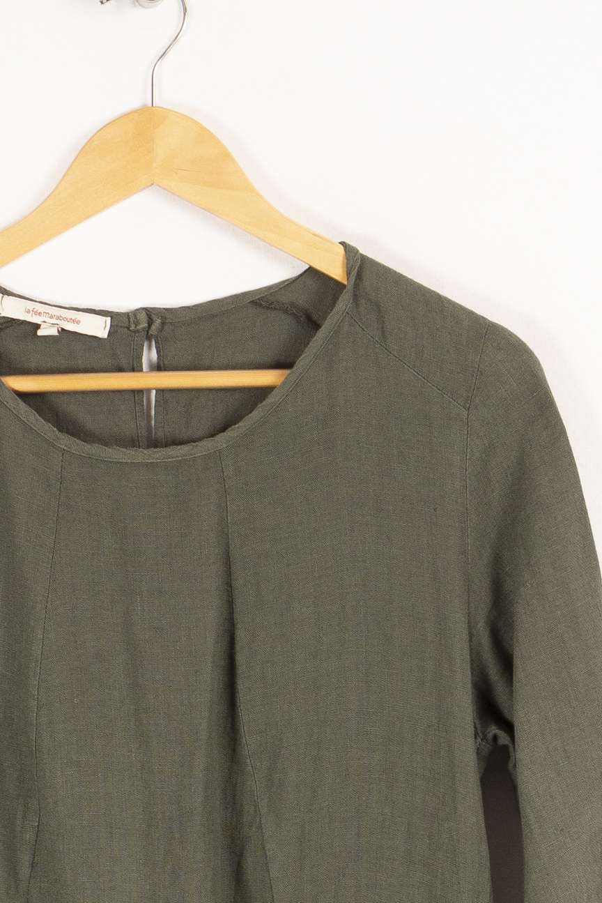 Robe unie en lin bas volanté - M/38