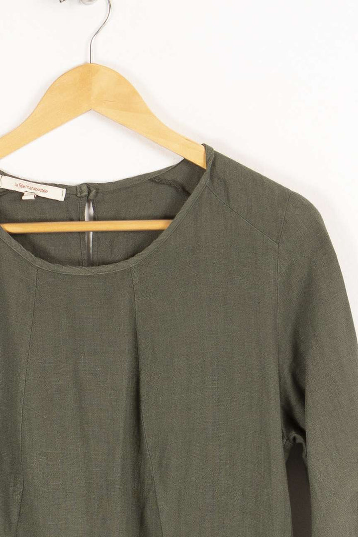 Robe unie en lin bas volanté - M/38