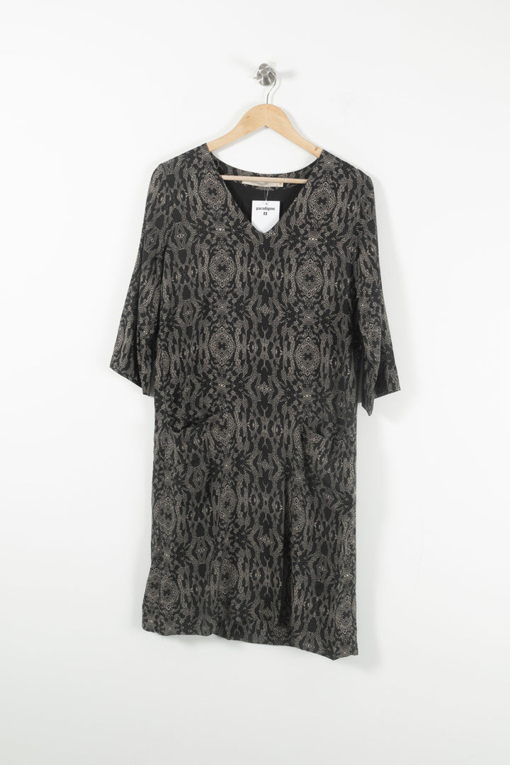 Robe Droite Noire et Beige - Taille S/36 de la marque La Fée Maraboutée | PARAD89476 - Vendu par Paradigme - Image 2