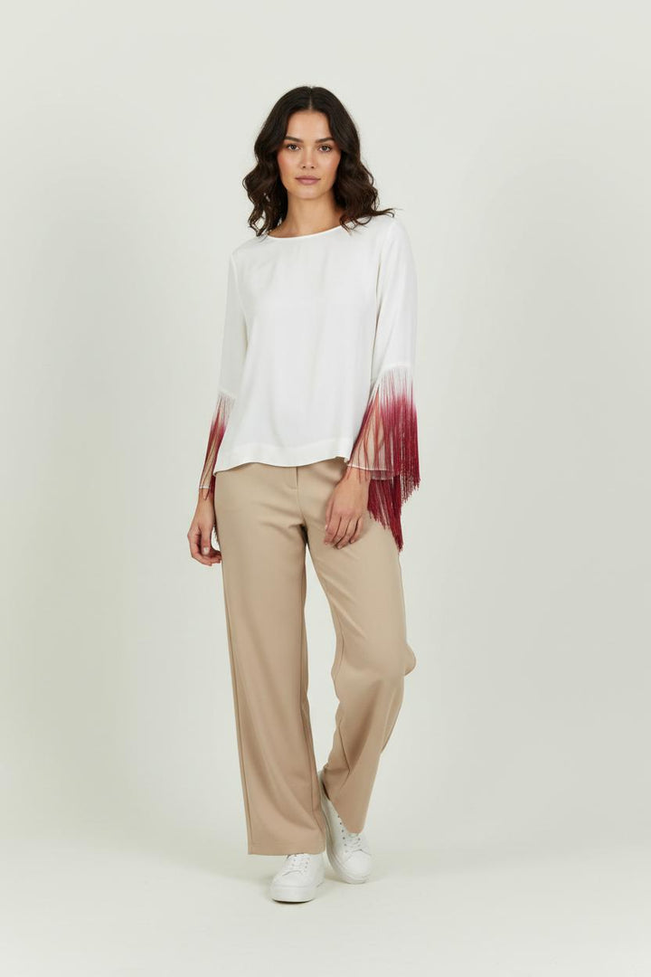Blouse Blanche et Bordeaux - Taille S/36 de la marque Maje | PARAD89494 - Vendu par Paradigme - Image 1