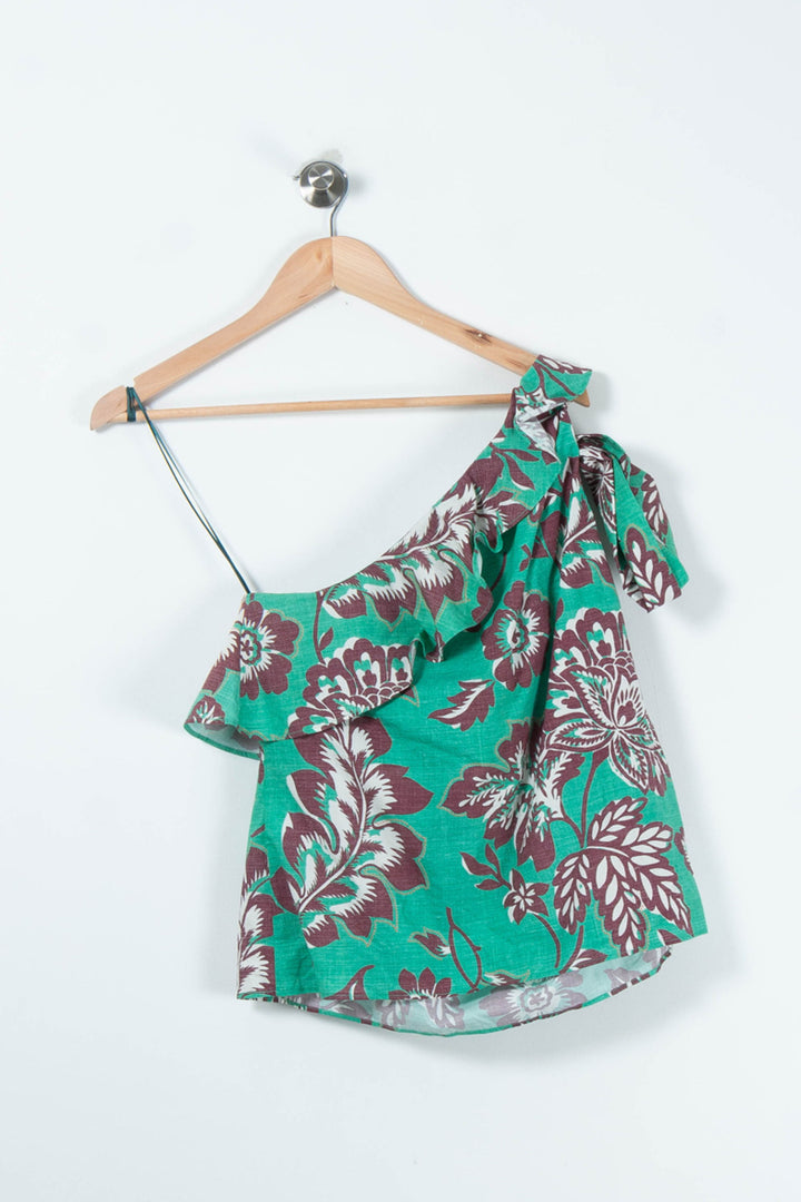 Top Asymétrique Vert et Marron - Taille L/40 de la marque Claudie Pierlot | PARAD89499 - Vendu par Paradigme - Image 4