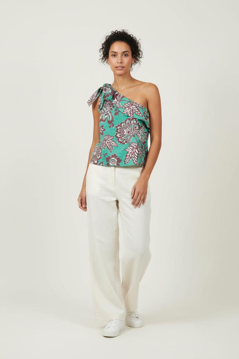Top Asymétrique Vert et Marron - Taille L/40 de la marque Claudie Pierlot | PARAD89499 - Vendu par Paradigme - Image 1