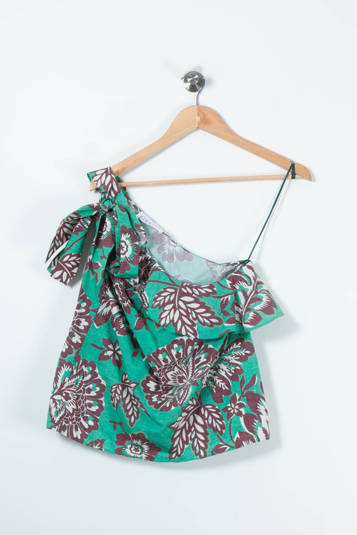 Top Asymétrique Vert et Marron - Taille L/40 de la marque Claudie Pierlot | PARAD89499 - Vendu par Paradigme - Image 2