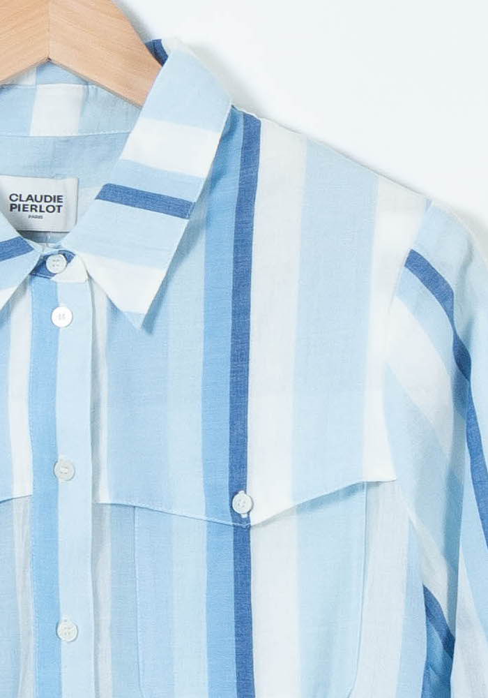 Chemise Rayée Bleu et Blanc - Taille M/38 de la marque Claudie Pierlot | PARAD89508 - Vendu par Paradigme - Image 3
