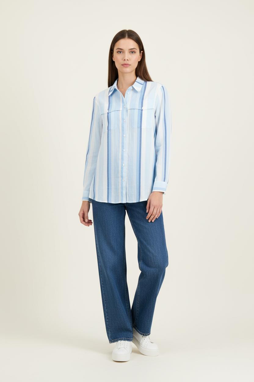 Chemise Rayée Bleu et Blanc - Taille M/38 de la marque Claudie Pierlot | PARAD89508 - Vendu par Paradigme - Image 1