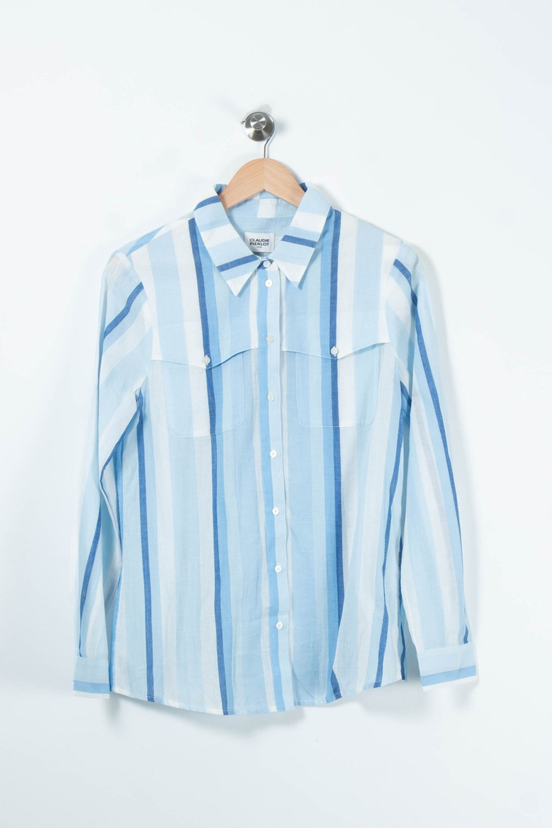 Chemise Rayée Bleu et Blanc - Taille M/38 de la marque Claudie Pierlot | PARAD89508 - Vendu par Paradigme - Image 2