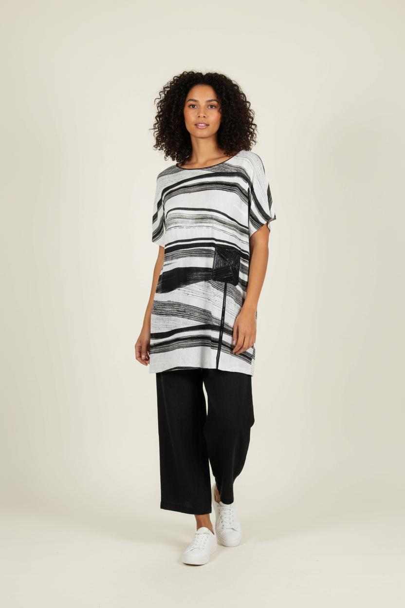 Tunique Noire et Blanche - Taille XXXL/46 de la marque Marina Rinaldi | PARAD89517 - Vendu par Paradigme - Image 1