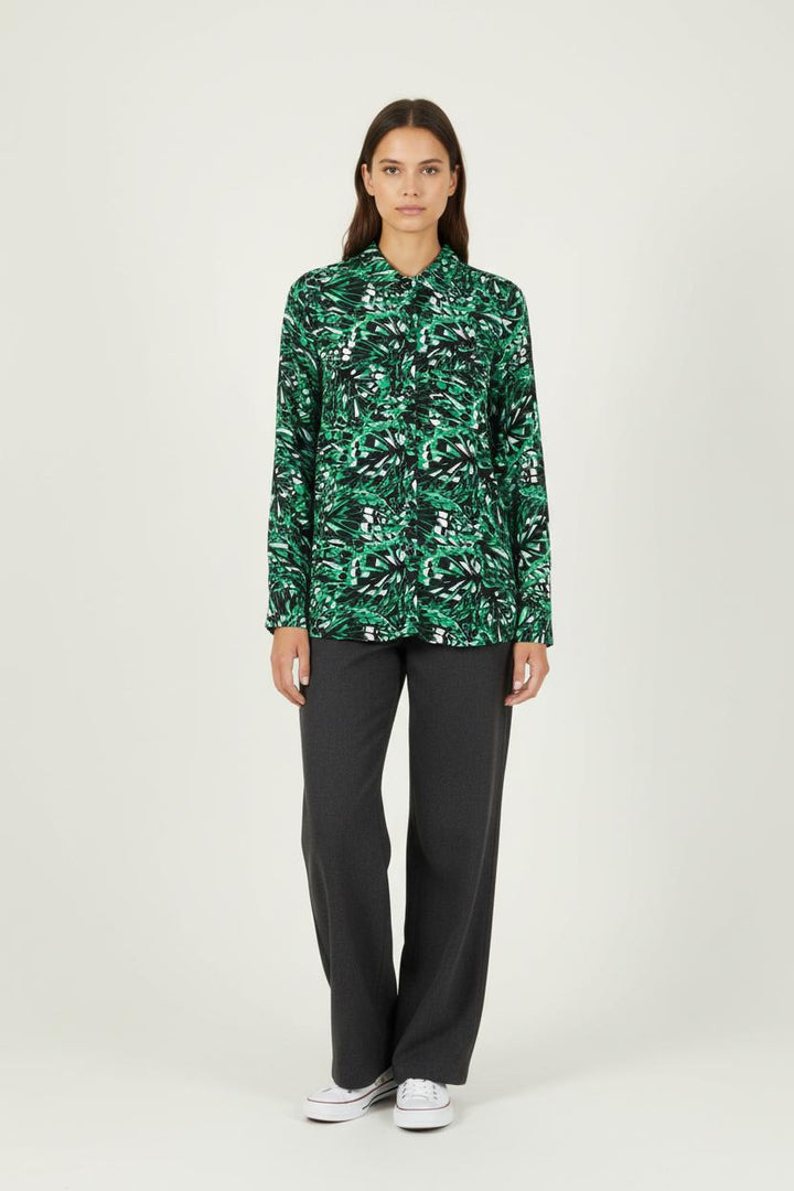 Chemisier Vert et Noir - Taille M/38 de la marque La Fée Maraboutée | PARAD89518 - Vendu par Paradigme - Image 1