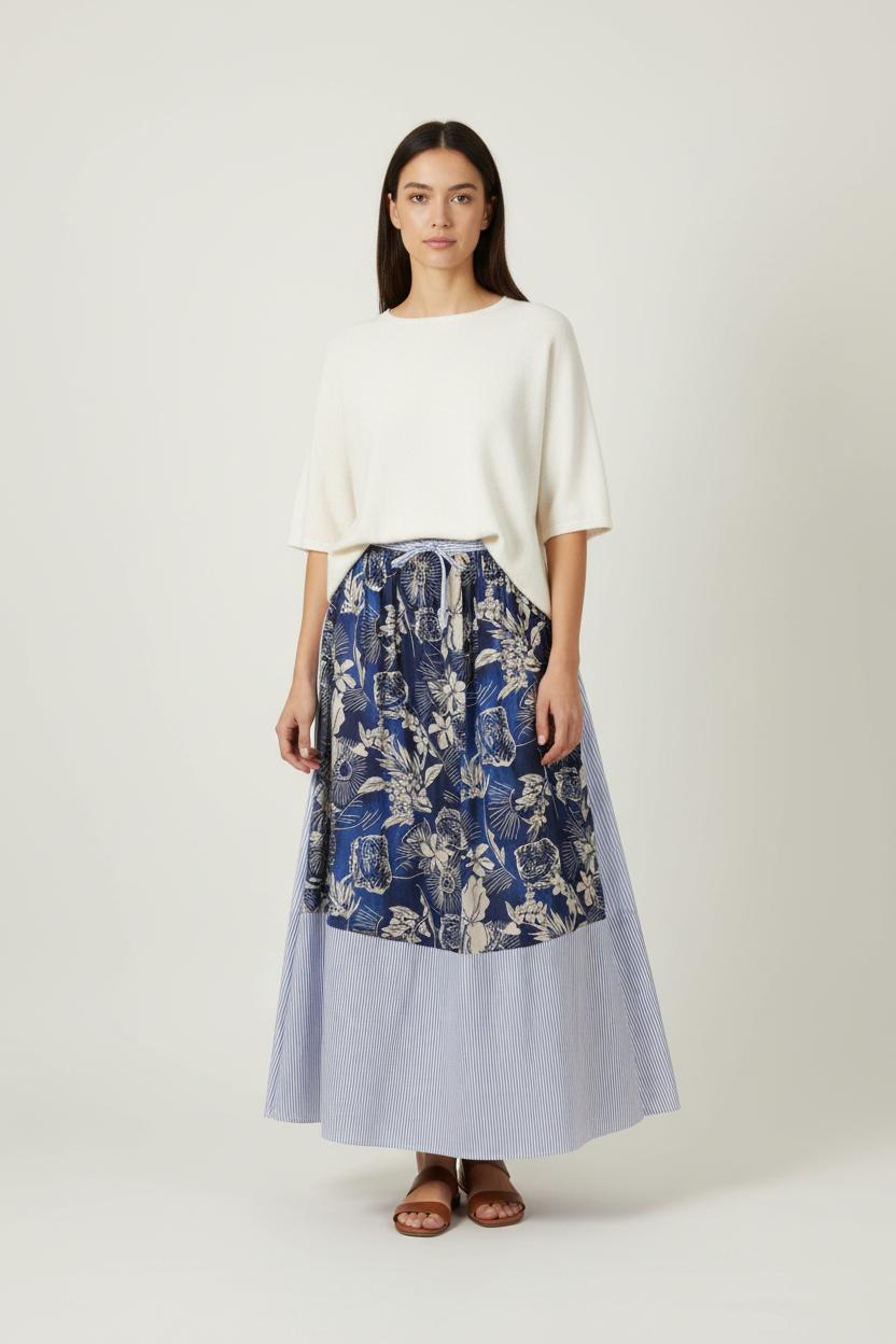 Jupe Longue Bleue et Blanche - Taille L/40 de la marque Diega | PARAD89522 - Vendu par Paradigme - Image 1
