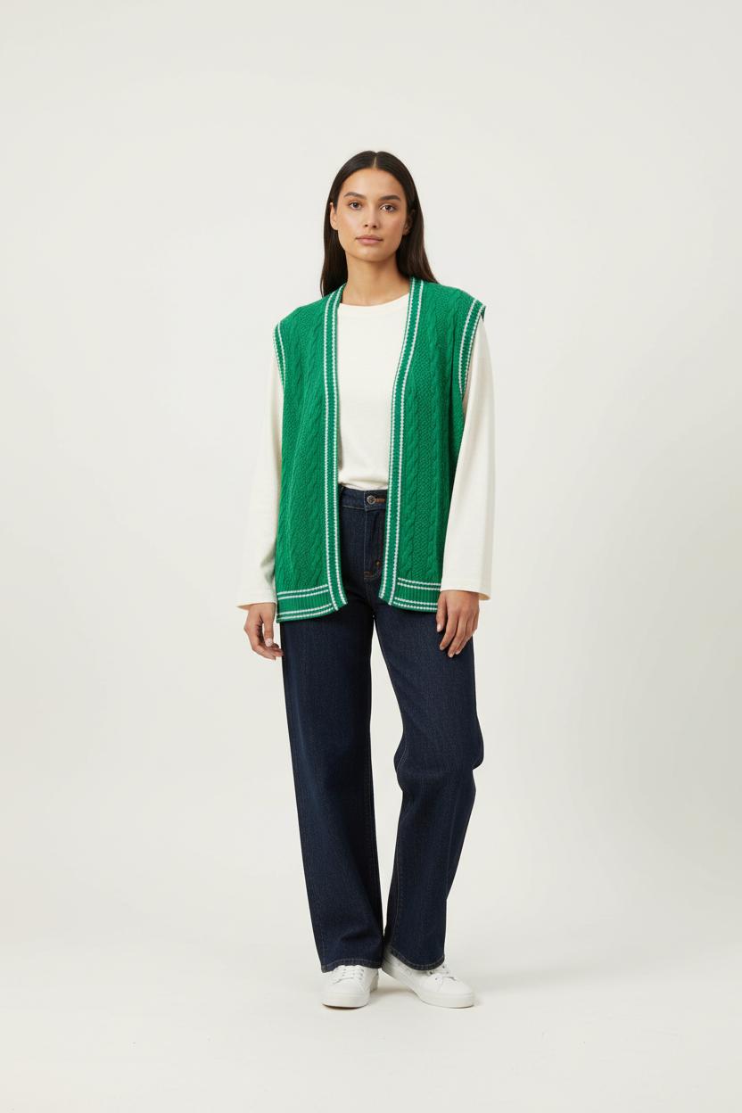 Gilet Vert et Blanc - Taille L/40 de la marque Imprevu | PARAD89560 - Vendu par Paradigme - Image 1