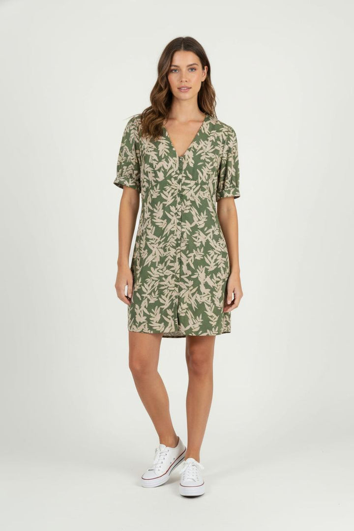 Robe Courte Verte et Beige - Taille XS/34 de la marque ba&sh | PARAD89564 - Vendu par Paradigme - Image 1