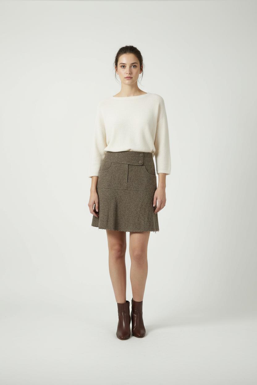 Jupe Évasée Marron - Taille S/36 de la marque Comptoir des Cotonniers | PARAD89606 - Vendu par Paradigme - Image 1