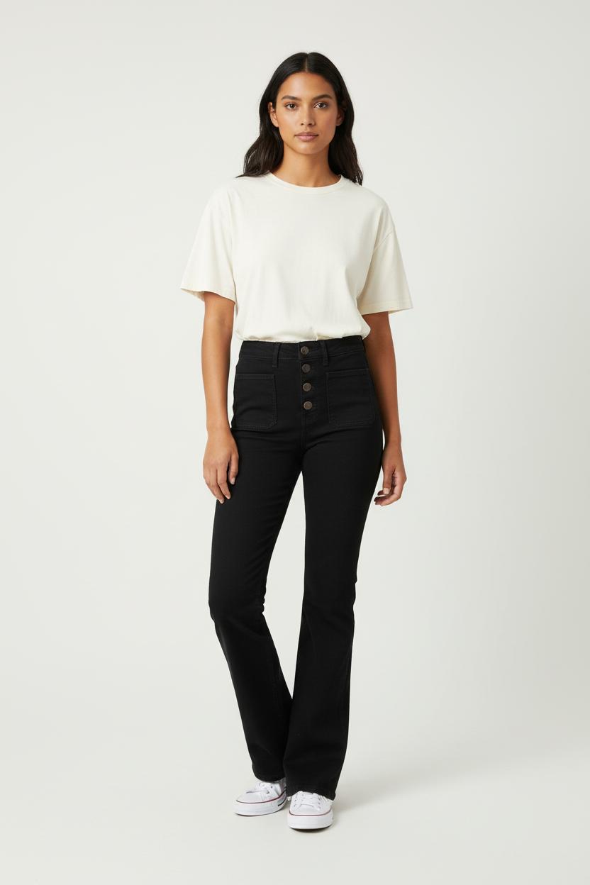 Jean Évasé Noir - Taille XS/34 de la marque Maje | PARAD89620 - Vendu par Paradigme - Image 1