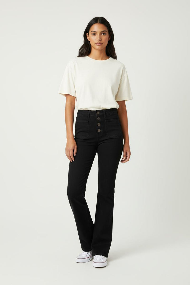 Jean Évasé Noir - Taille XS/34 de la marque Maje | PARAD89620 - Vendu par Paradigme - Image 1