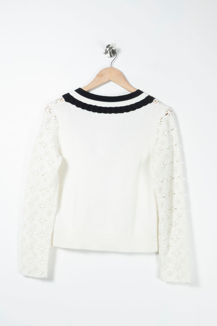 Pull Blanc et Noir - Taille S/36 de la marque Claudie Pierlot | PARAD89622 - Vendu par Paradigme - Image 4