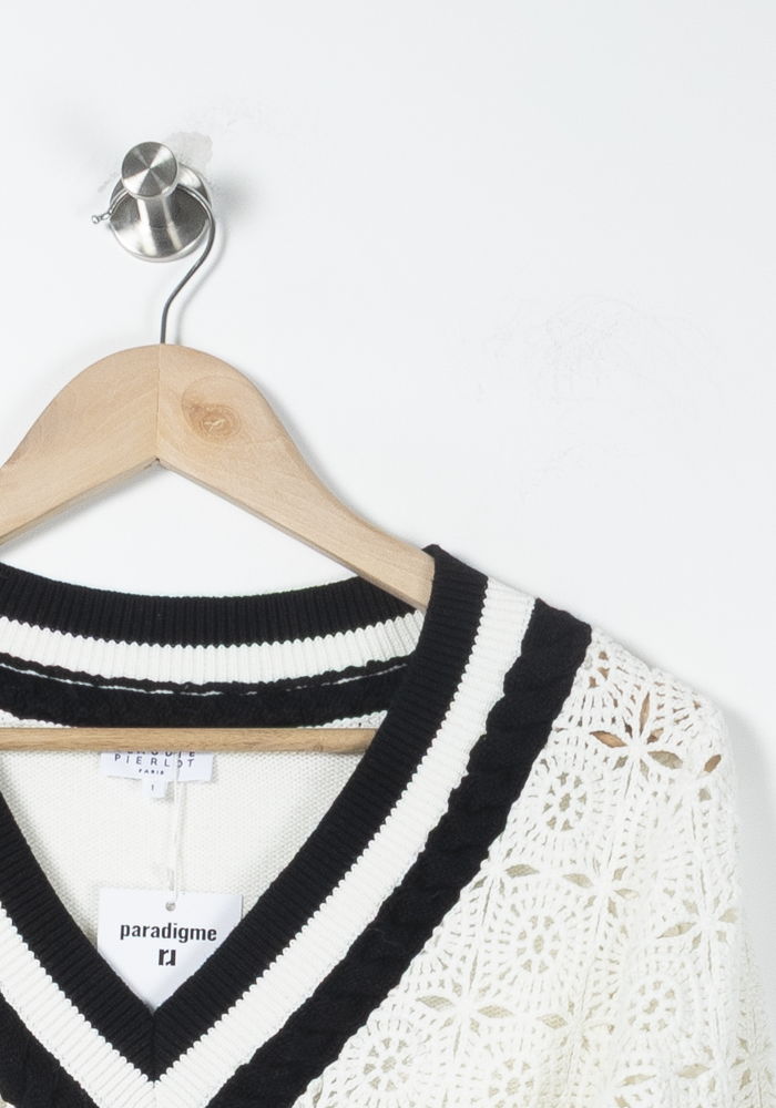 Pull Blanc et Noir - Taille S/36 de la marque Claudie Pierlot | PARAD89622 - Vendu par Paradigme - Image 3