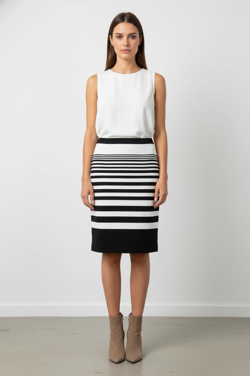 Jupe Droite Blanche et Noire - Taille XXXL/46 de la marque Weill | PARAD89637 - Vendu par Paradigme - Image 1