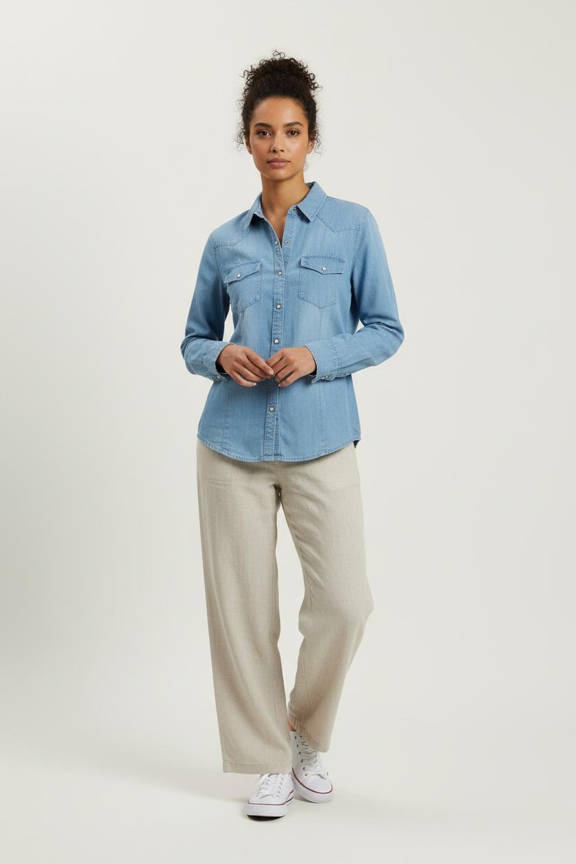 Chemise En Jean Bleue - Taille S/36 de la marque IKKS | PARAD89693 - Vendu par Paradigme - Image 1