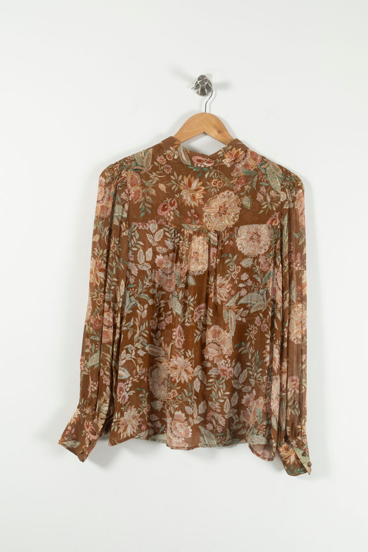 Chemise Fleurie Marron - Taille S/36 de la marque Sézane | PARAD89714 - Vendu par Paradigme - Image 4