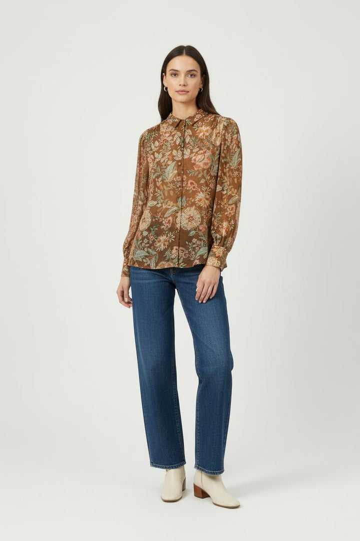 Chemise Fleurie Marron - Taille S/36 de la marque Sézane | PARAD89714 - Vendu par Paradigme - Image 1