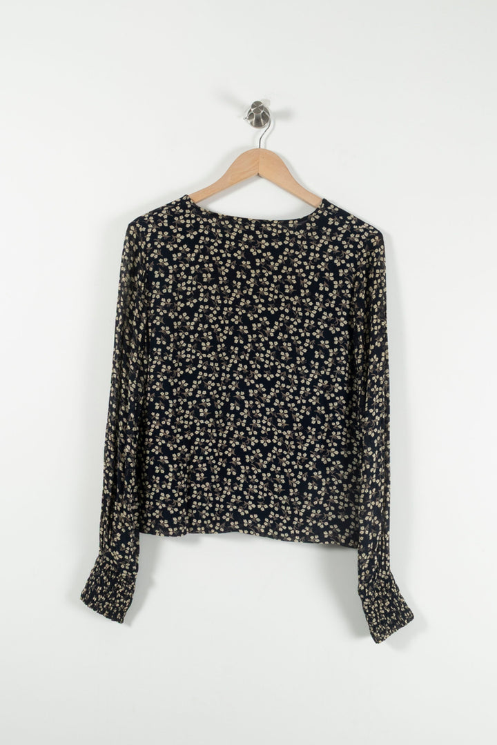 Blouse Fleurie Bleu et Beige - Taille S/36 de la marque Ganni | PARAD89732 - Vendu par Paradigme - Image 4