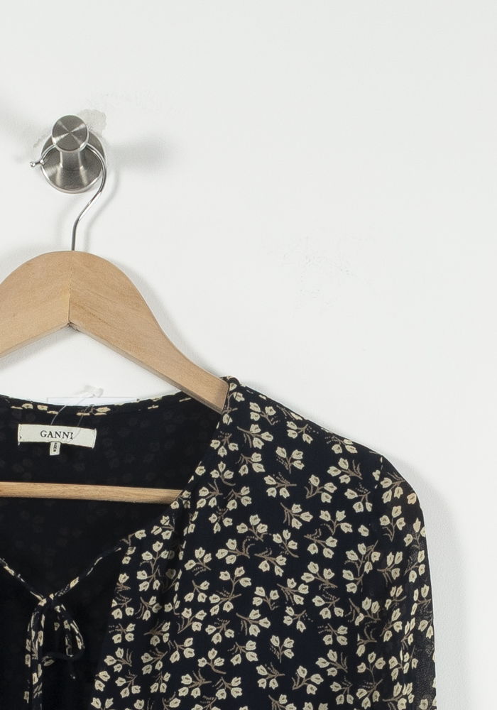 Blouse Fleurie Bleu et Beige - Taille S/36 de la marque Ganni | PARAD89732 - Vendu par Paradigme - Image 3