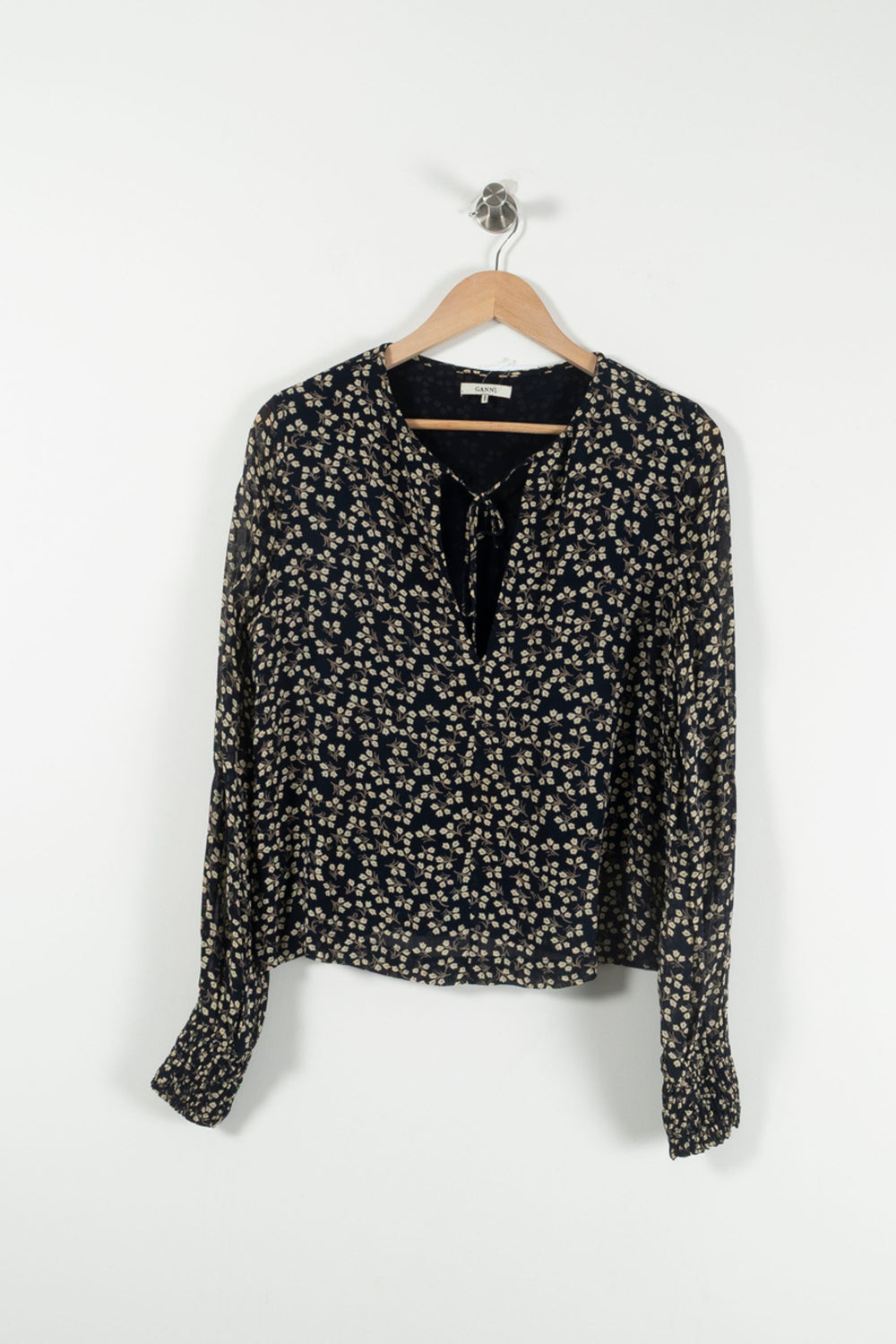 Blouse Fleurie Bleu et Beige - Taille S/36 de la marque Ganni | PARAD89732 - Vendu par Paradigme - Image 2