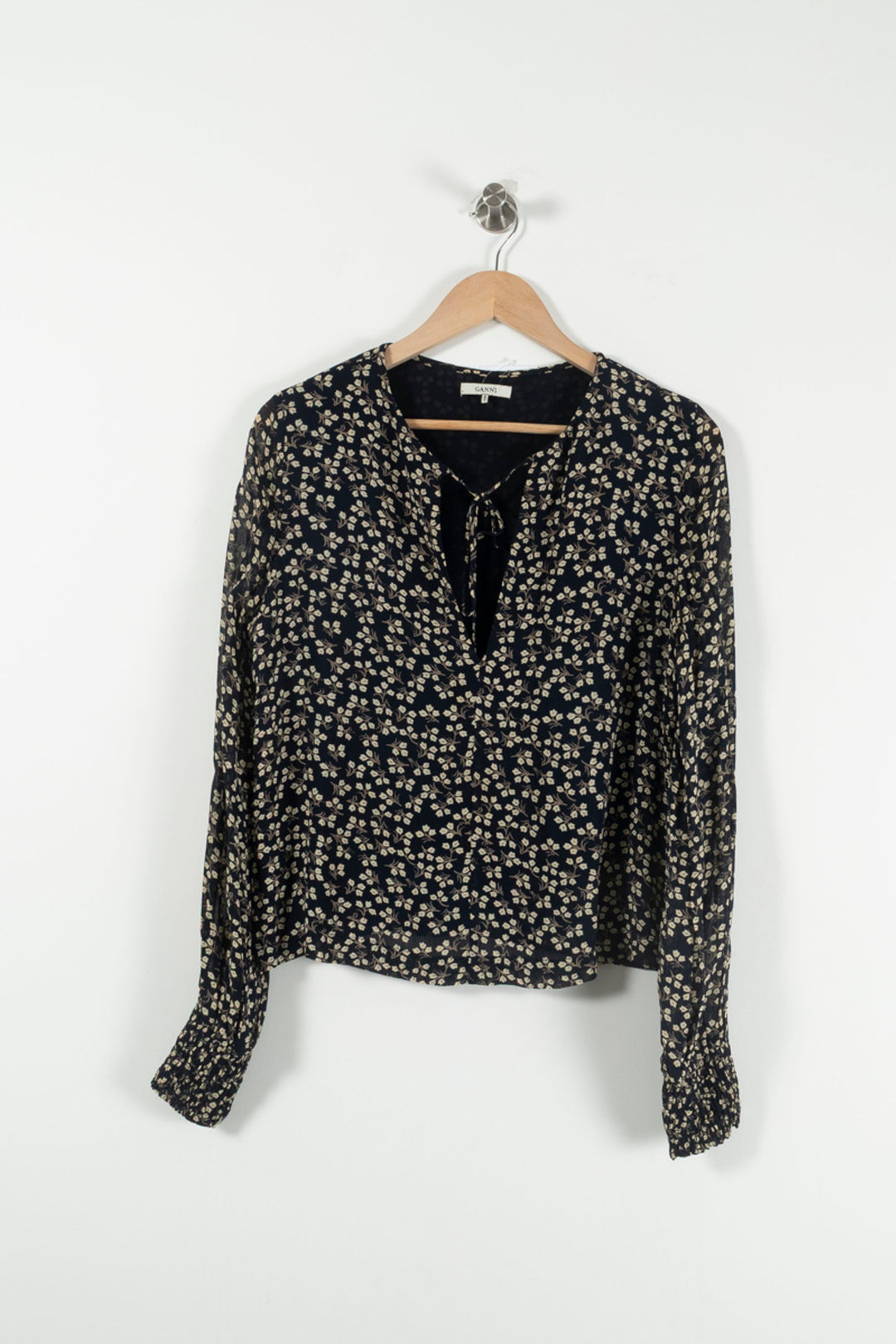 Blouse Fleurie Bleu et Beige - Taille S/36 de la marque Ganni | PARAD89732 - Vendu par Paradigme - Image 2