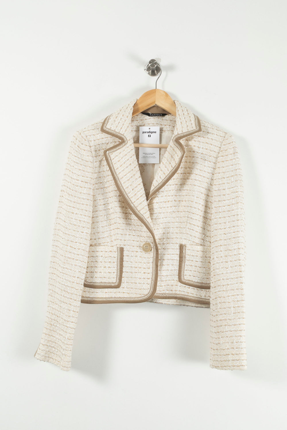 Veste Courte Beige - Taille XL/42 de la marque Caroll | PARAD89747 - Vendu par Paradigme - Image 2