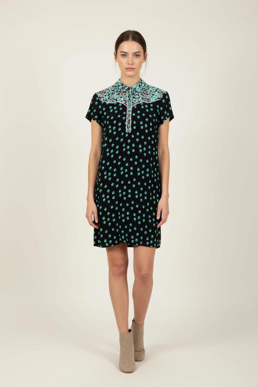 Robe Courte Noire et Verte - Taille S/36 de la marque Maje | PARAD89757 - Vendu par Paradigme - Image 1