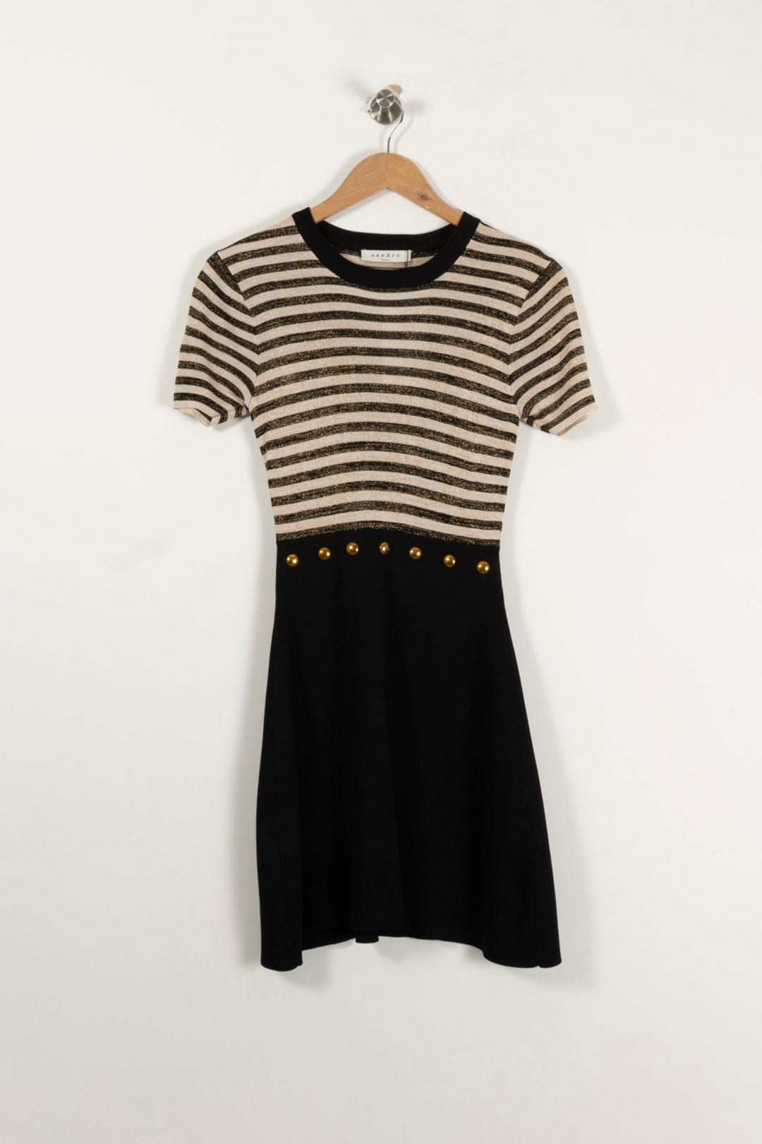 Robe Midi Noire et Beige - Taille S/36 de la marque Sandro | PARAD89759 - Vendu par Paradigme - Image 2