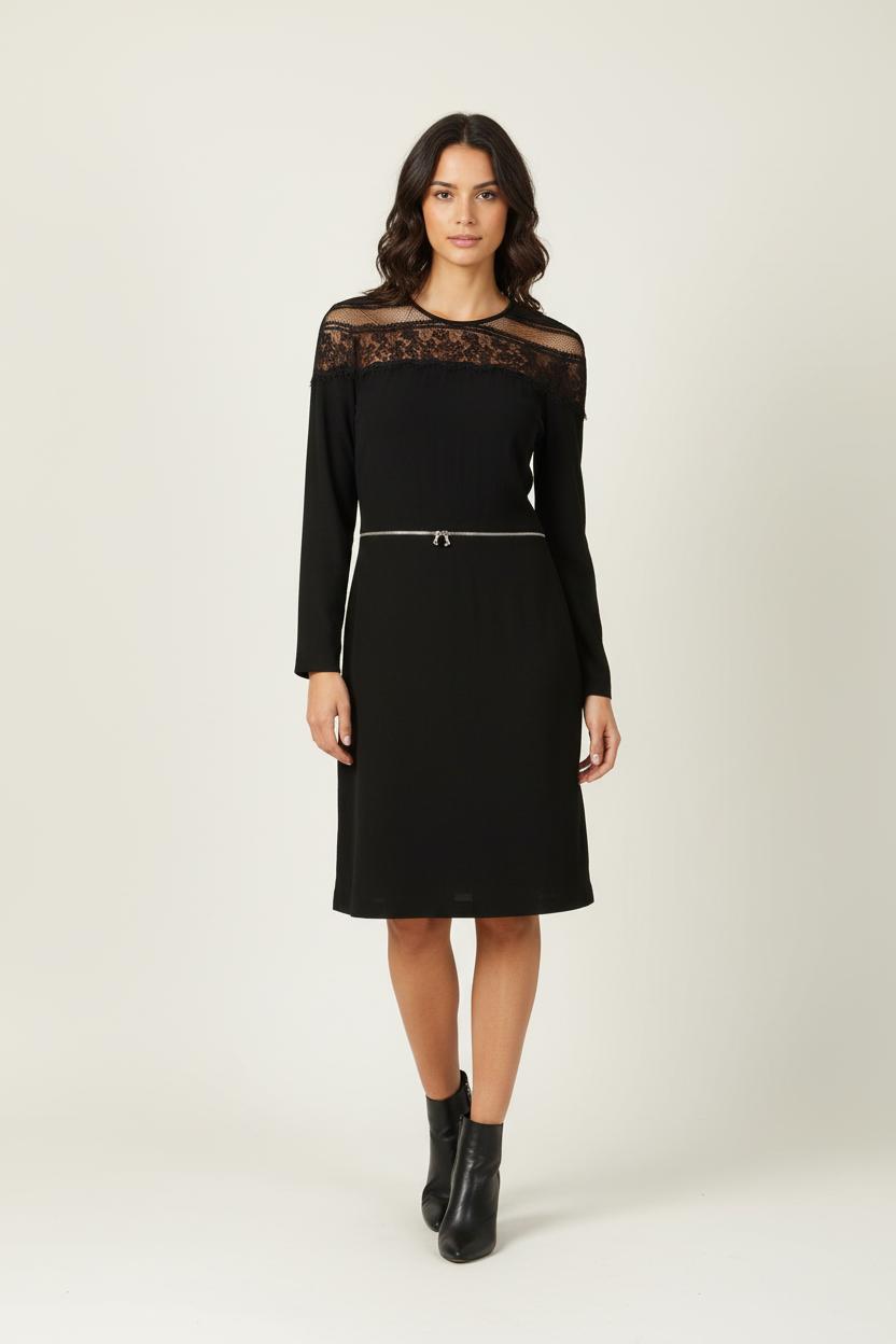 Robe Droite Noire - Taille S/36 de la marque Sandro | PARAD89762 - Vendu par Paradigme - Image 1