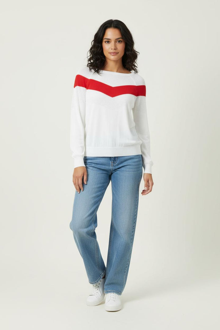 Pull Blanc et Rouge - Taille M/38 de la marque Imprevu | PARAD89771 - Vendu par Paradigme - Image 1