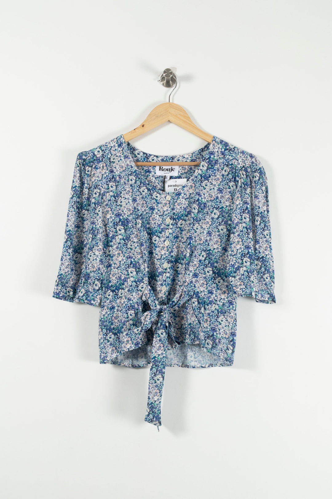 Blouse Fleurie Bleue - Taille M/38 de la marque Rouje | PARAD89808 - Vendu par Paradigme - Image 2